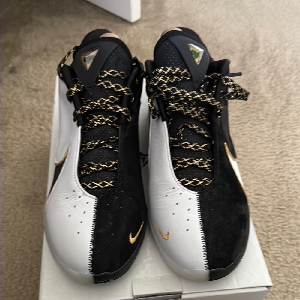 Nike Black and White Sneakers with Unique Lacing